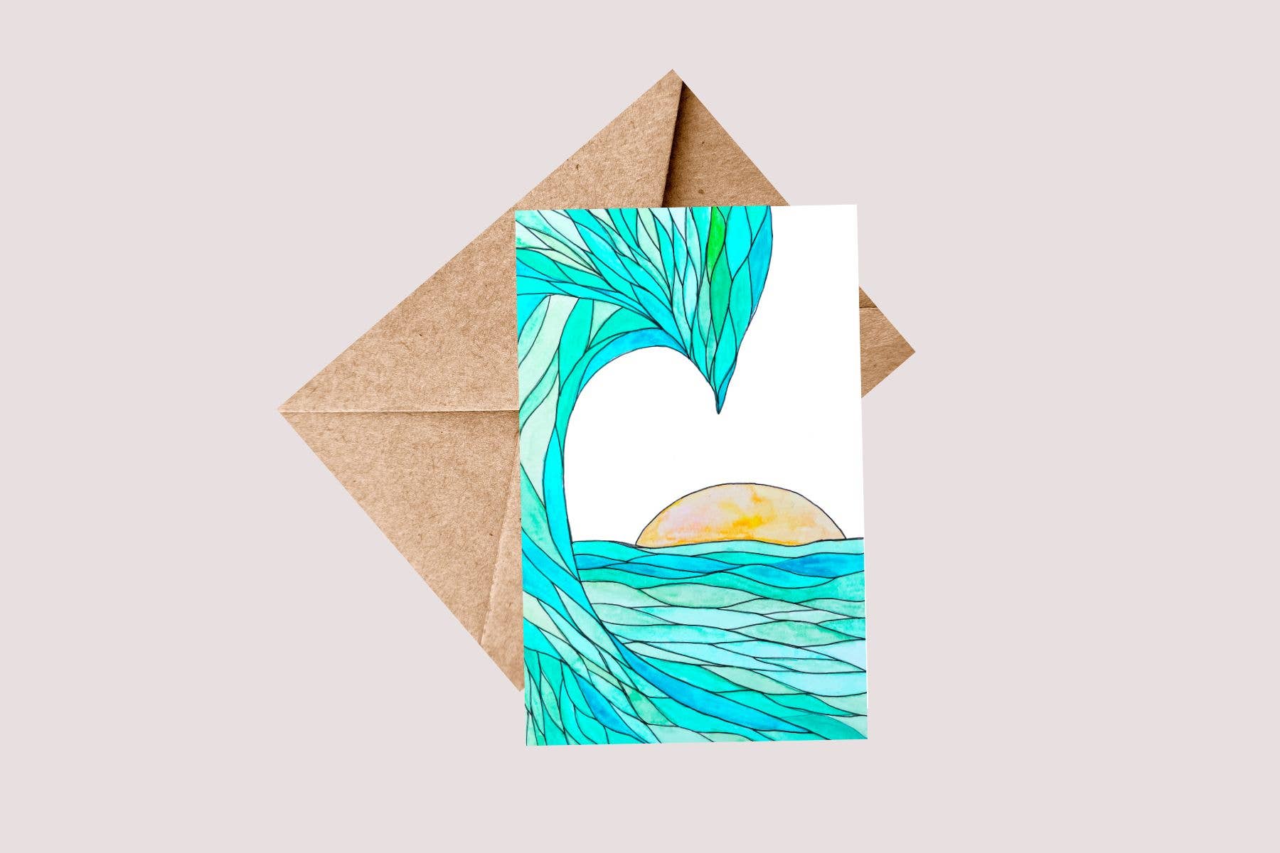 Sierra Rehrer Designs - Wholesale Everyday Greeting Card - Wave and Sun Watercolor Card1