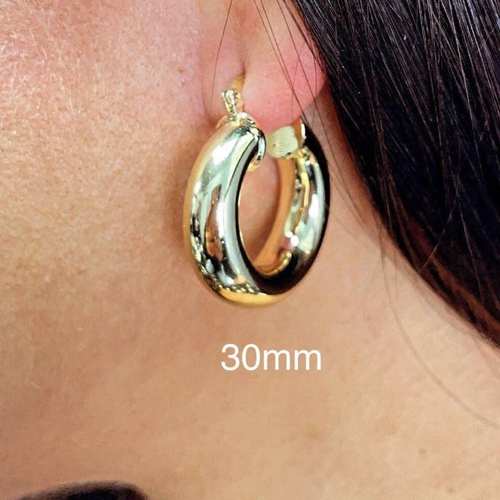Milie Jewels – wholesale Hoop earrings – 18k Gold Filled Plain Chunky Hoop Earrings Wholesale Jewelry Making Supplies