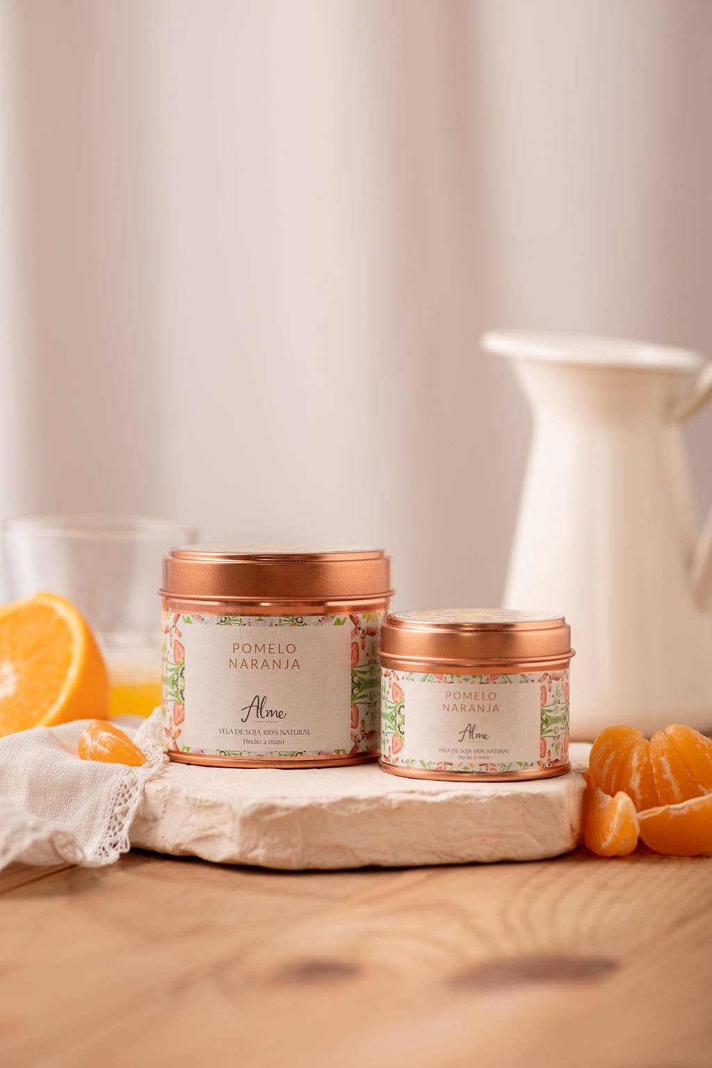 Alme Organic - Wholesale Travel Candles - Grapefruit and orange soy candle. Wooden wick0