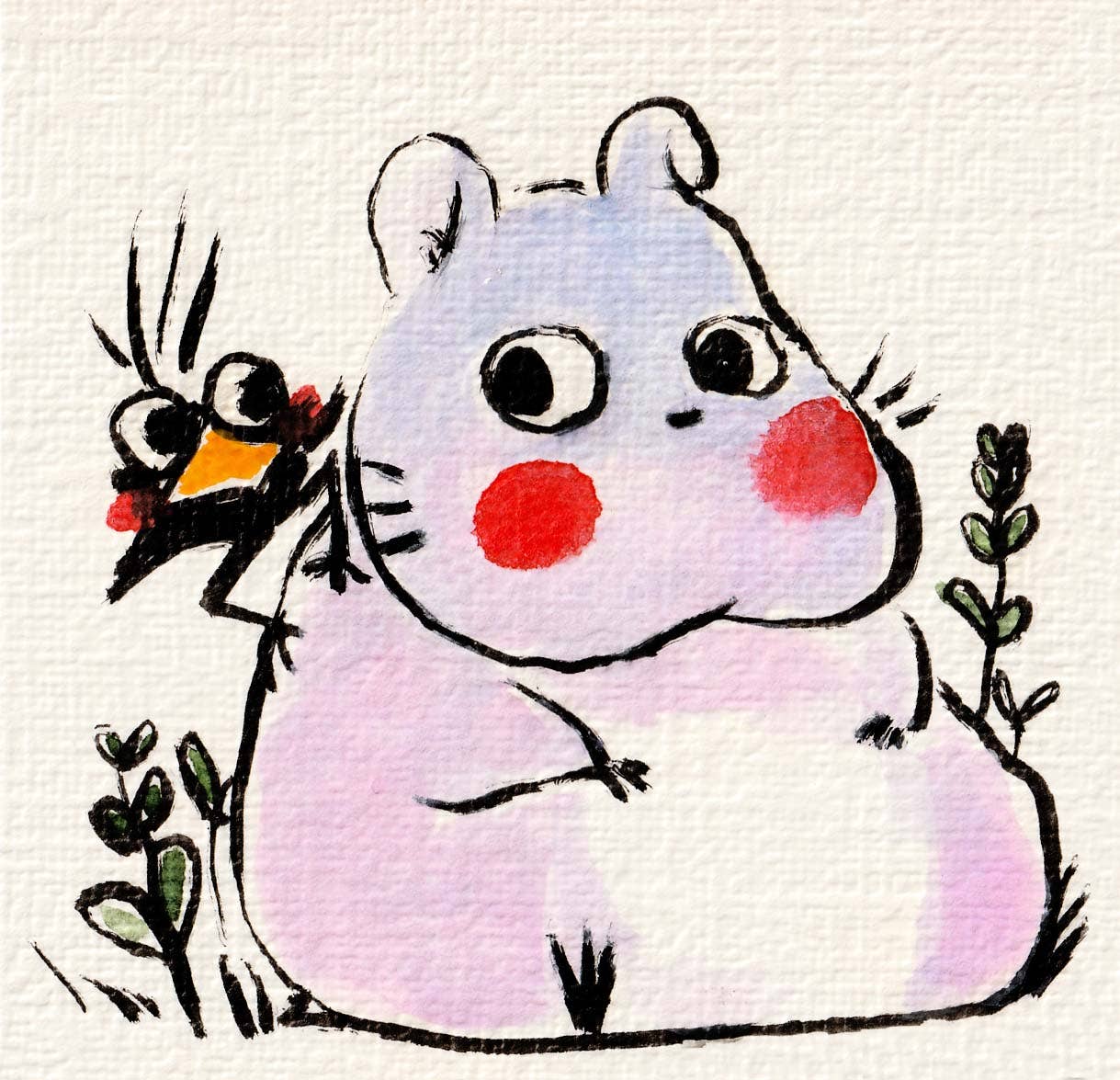 Rebekah Evans Art - Wholesale Art Print - Mini Print - "Lil' Spirited Away Friends" 4x4"1