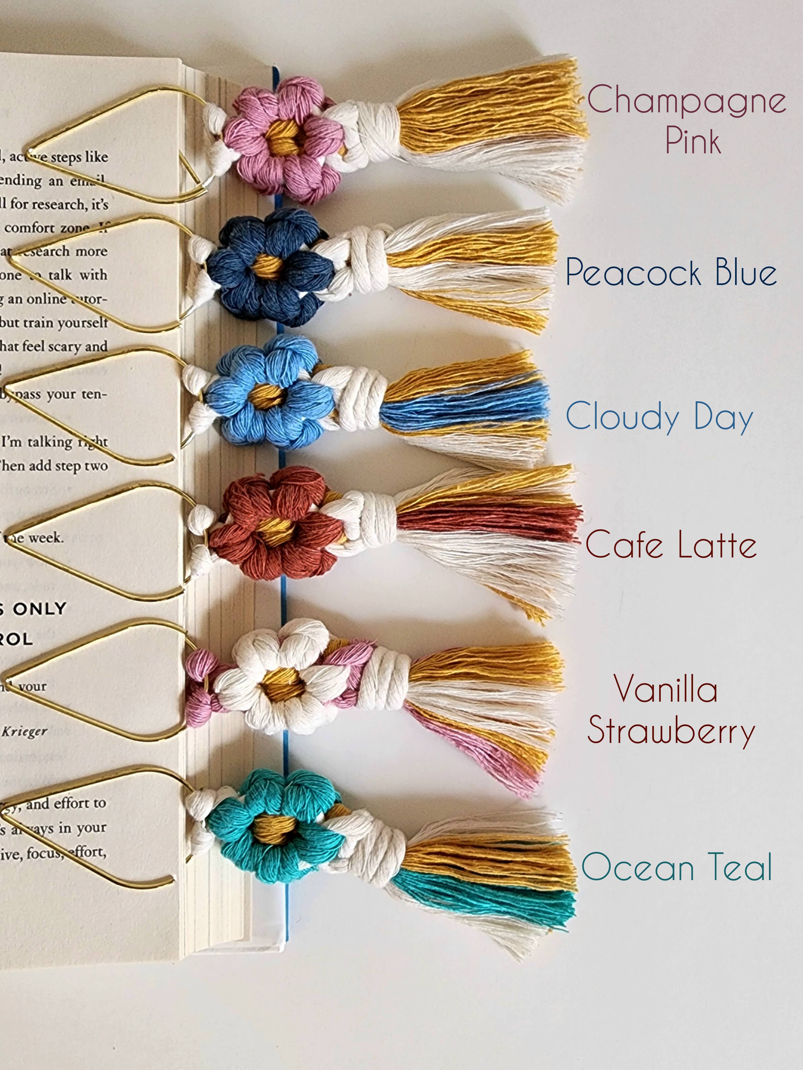 Handmade By Uruba – Großhandel Lesezeichen – Handgefertigtes Macrame-Lesezeichen mit Margeriten-Blumenmotiv2