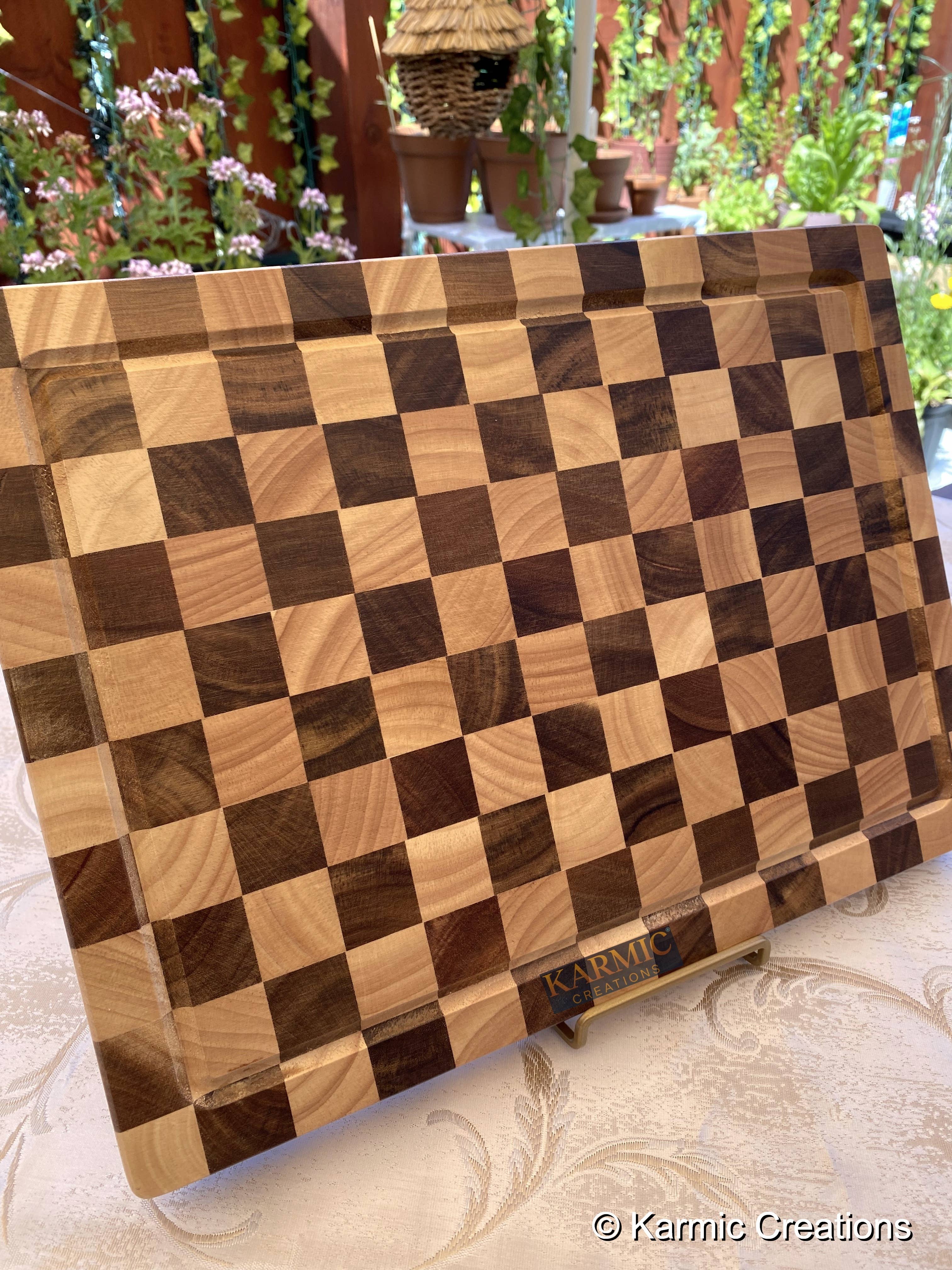 Karmic Creations - Wholesale Cutting Board - End Grain Checkered Cutting Board (Kitchen Size & BBQ Size)0