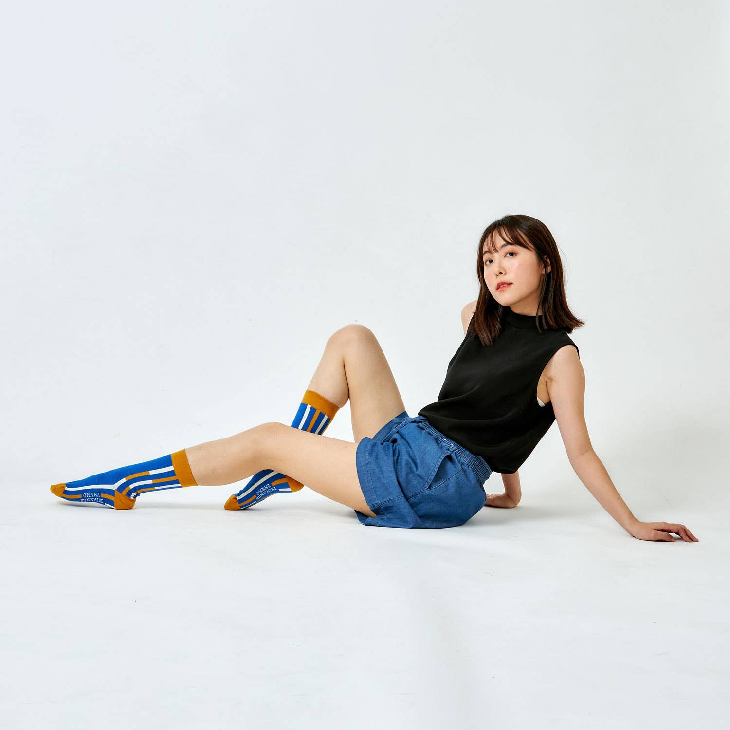 Ohana Sunshine - Wholesale Socks - Unisex - Stripe Trifecta Crew Socks |  Blue & Brown | Soft Combed Cotton 2