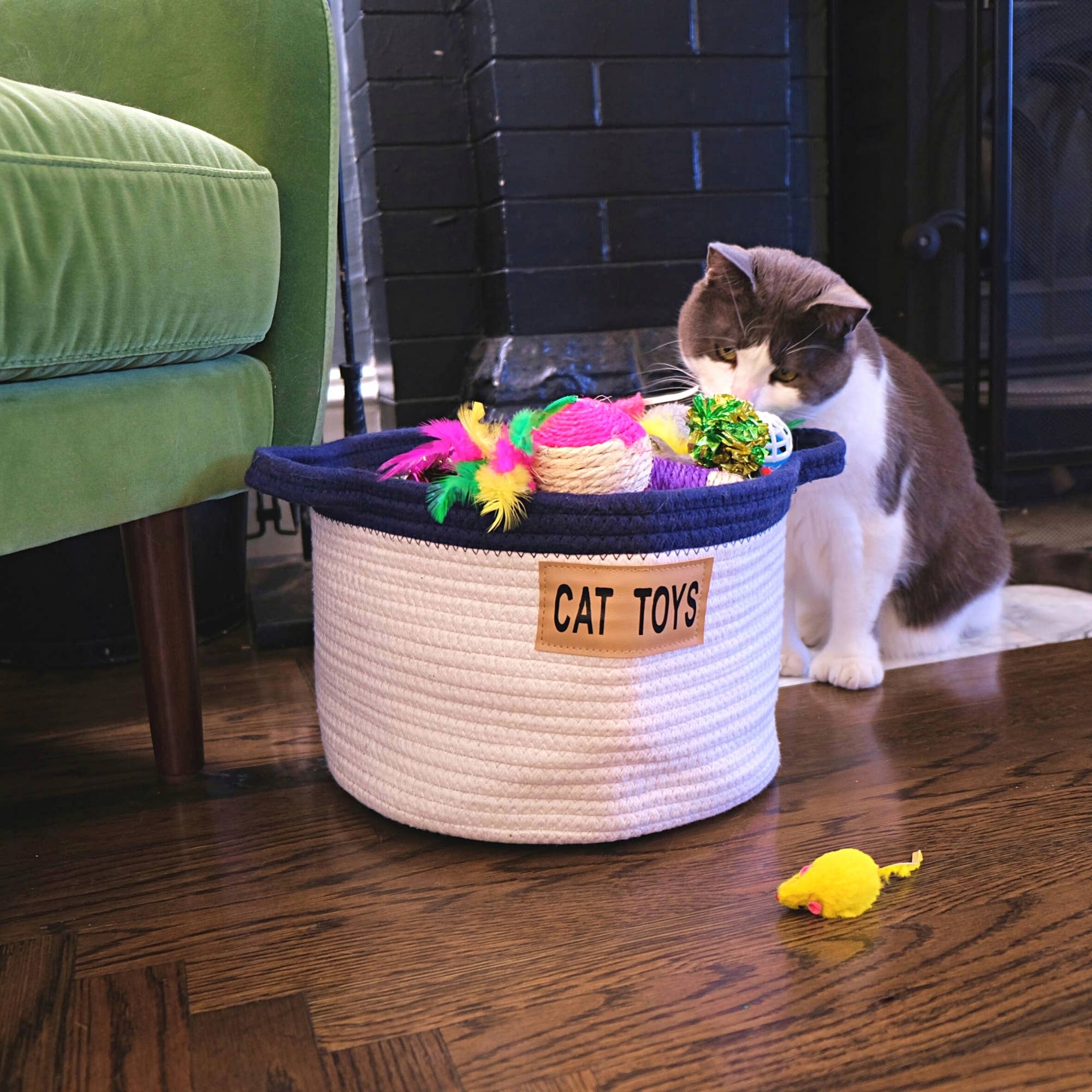 Midlee Designs - Wholesale Basket - Midlee Cat Toy Rope Cotton Basket (Large)2