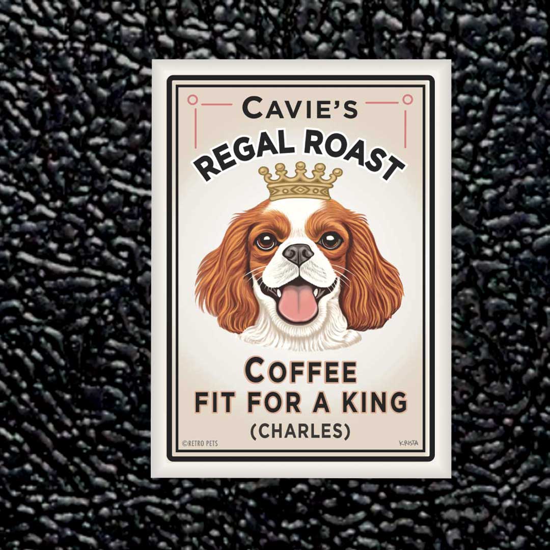 Retro Pets - Wholesale Magnet - Cavie's Regal Roast - Red/W, Cavalier 4-Pack Magnets2