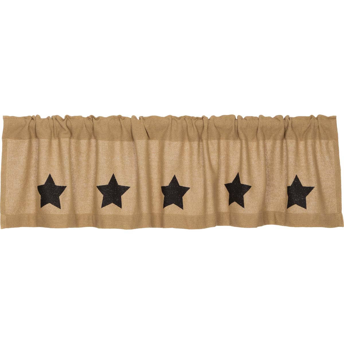 VHC Brands - Wholesale Valance - Burlap w/Black Stencil Stars Valance 16x721