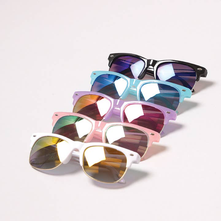 ASSORTED COLORS Kid's Reflective Fashion Sunglasses for wholesale on Faire1