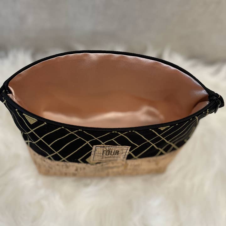 Paper Kuts - Venta al por mayor Bolsa para maquillaje - Bolso de Maquillaje de Algodón y Corcho Hecho a Mano con Forro de Satén3
