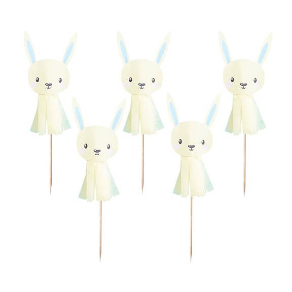 Unisex Bunny Tassle Cake Picks 6 Pack for wholesale by Hootyballoo by Club Green