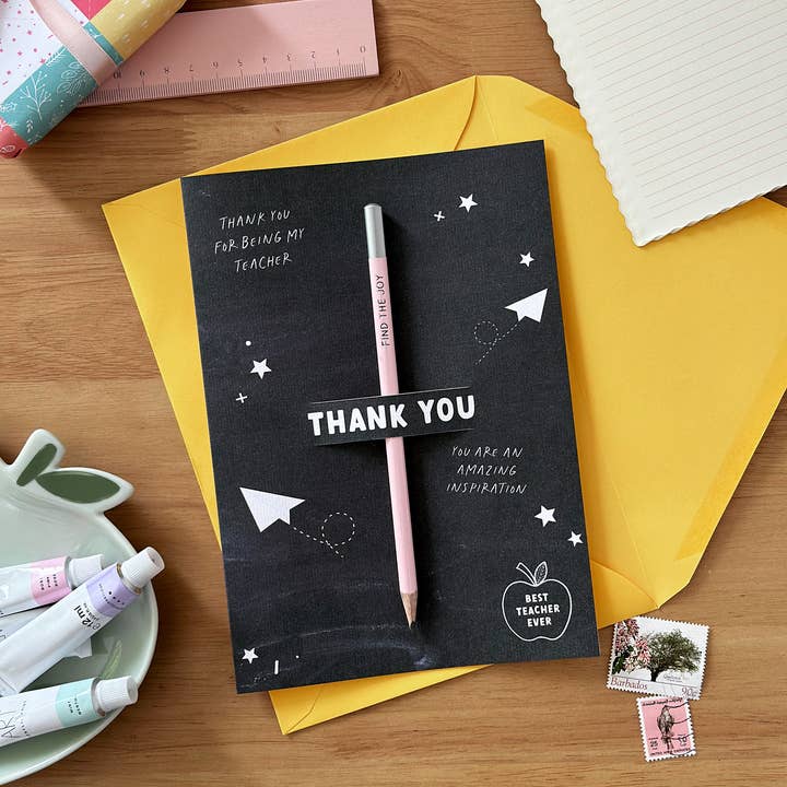 Carte à crayons Thank You Teacher Chalkboard pour la vente par Clara and Macy