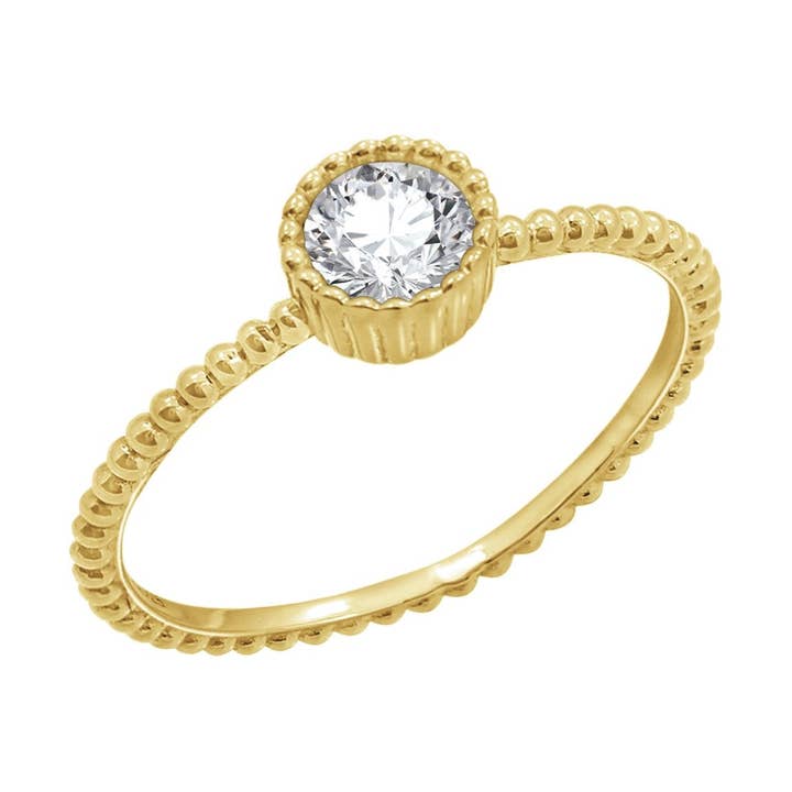 Anillo de apilamiento redondo con forma de solitario para venta al por mayor de GEMOUR