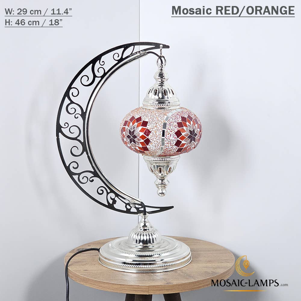 Mosaic Lamps - Vendita all'ingrosso Lampada da scrivania/d'accento - Lampada da scrivania Turkish Moon in argento, luci ad arco marocchine, Murano C52