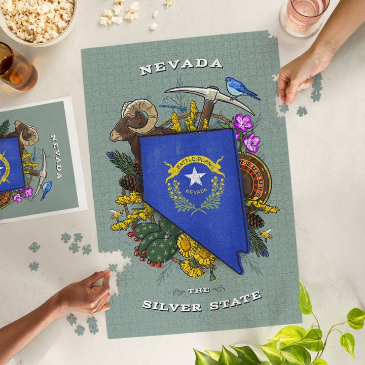 Lantern Press - Wholesale Puzzle - Adult - 1000 PIECE PUZZLE Nevada, State Treasure Trove1