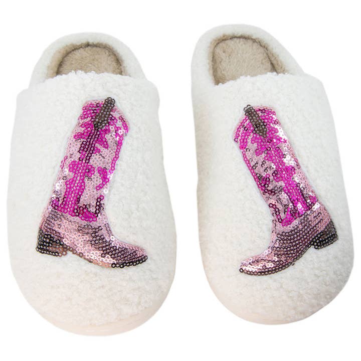 White Pink Sequin Kicking Boots Slippers Shoes for wholesale on Faire0
