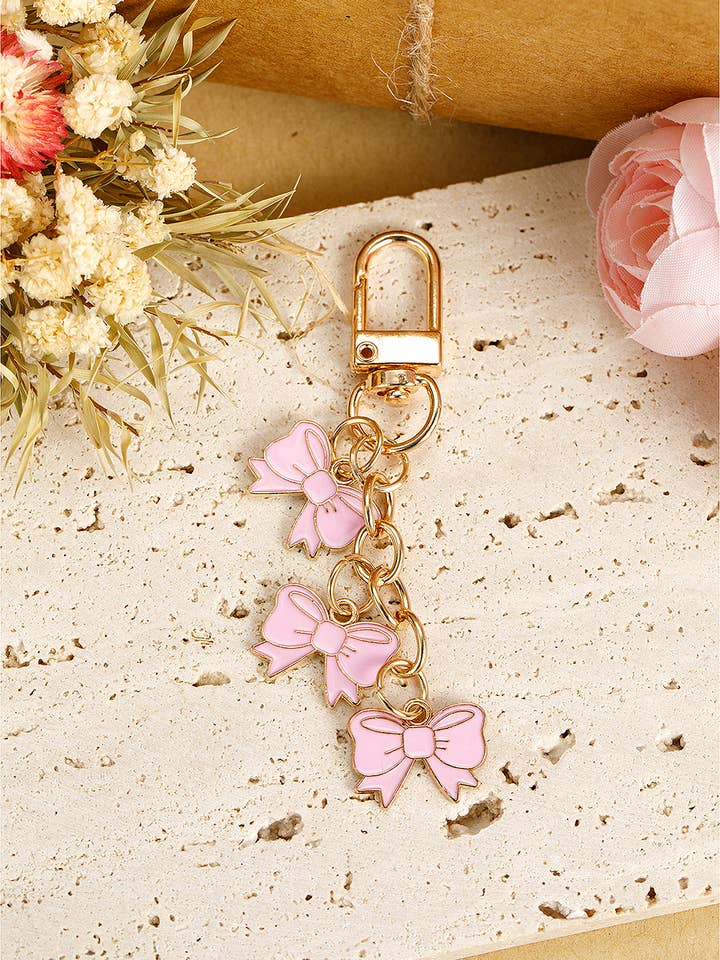 LDC Bow Knot Shape Charms Plated Alloy Keychain for wholesale by Little Daisy Closet