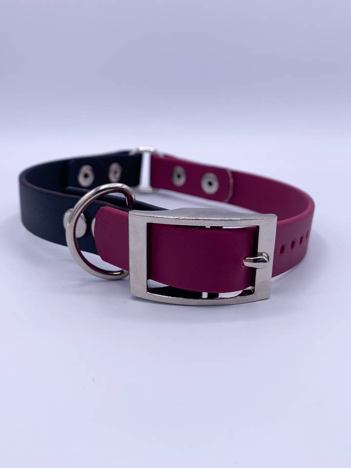 Collar BioThane bicolor MORA/NEGRO para venta al por mayor de Cavapoo Creations
