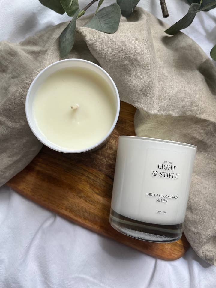 Bougie indienne citronnelle et citron vert pour la vente par Light & Stifle