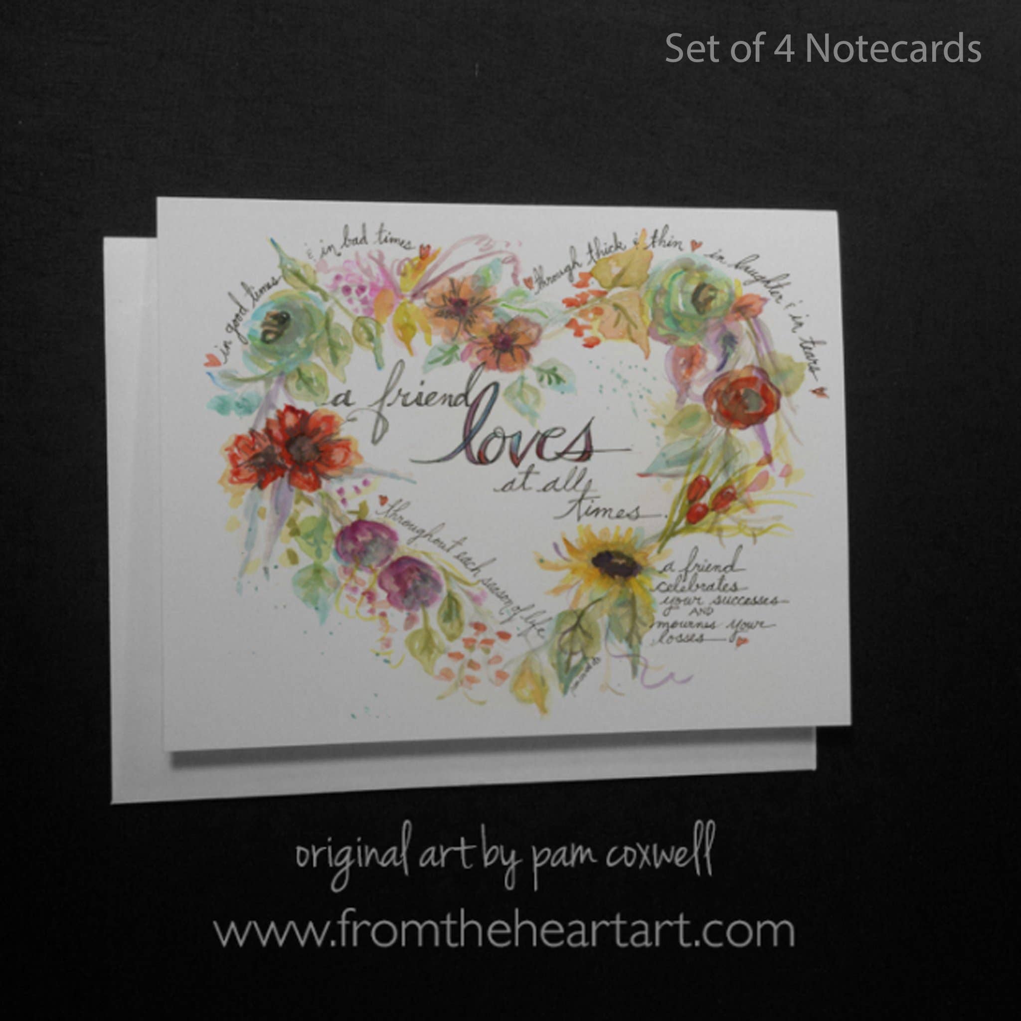 From The Heart Art - Wholesale Stationery/Notecard Set - Friend Heart - Notecards1