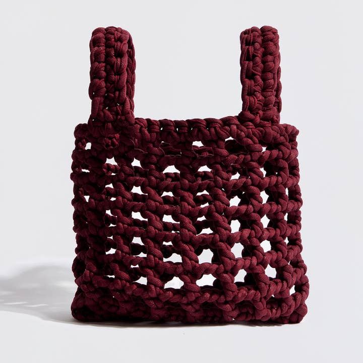 The Mama Made - Wholesale Tote Bag - Women's - “Thalia” crochet chequered wrist bag burgundy18
