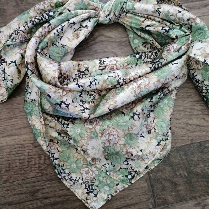 Wild Rag Sage Green Vintage Floral Print Cowboy Western Neck Scarf Neckerchief Bandanna by Double B Wild Rags for wholesale by Double B Wild Rags