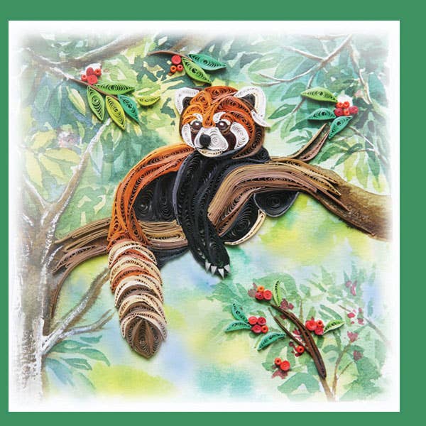Red Panda Quilling Card, Animal, everyday card AN-80 for wholesale by YoderDo Quilling Greeting Cards