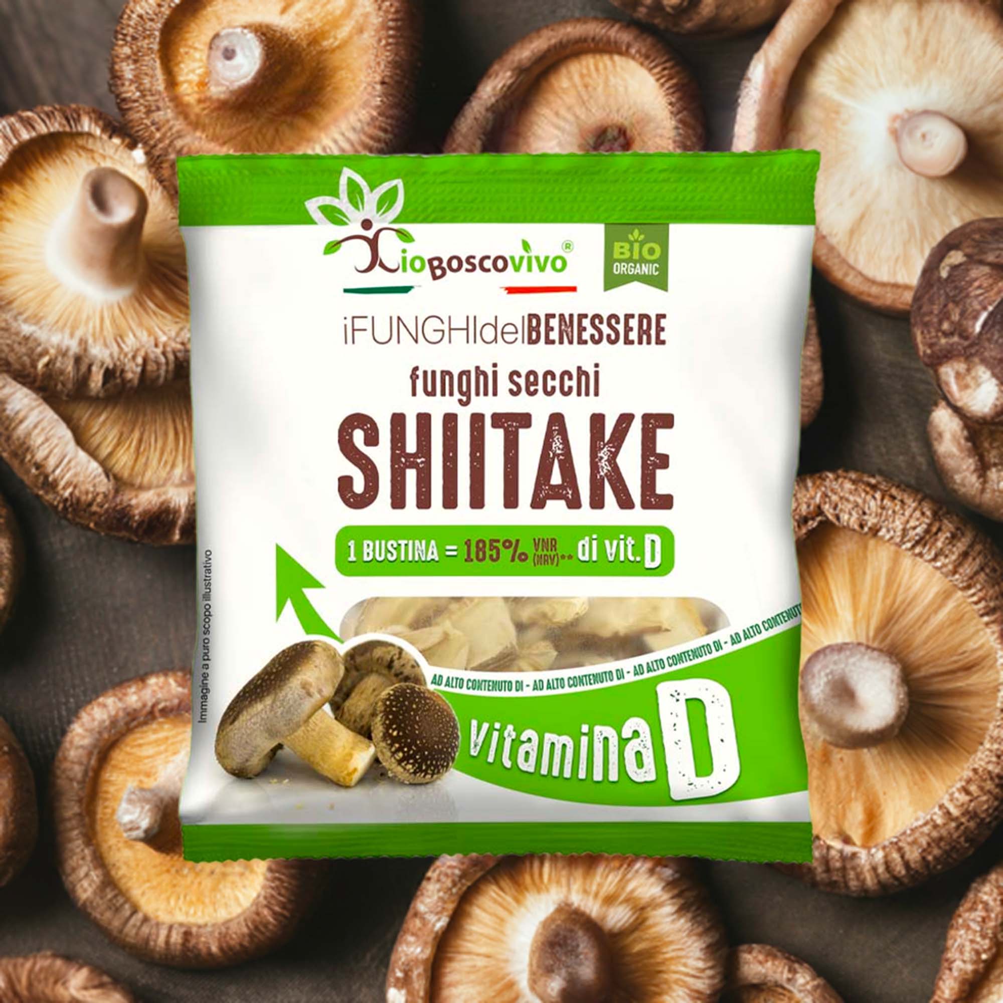 IoBoscoVivo – wholesale Dried/dehydrated vegetables – Organic Dried Sliced Shiitake Mushrooms 8g3