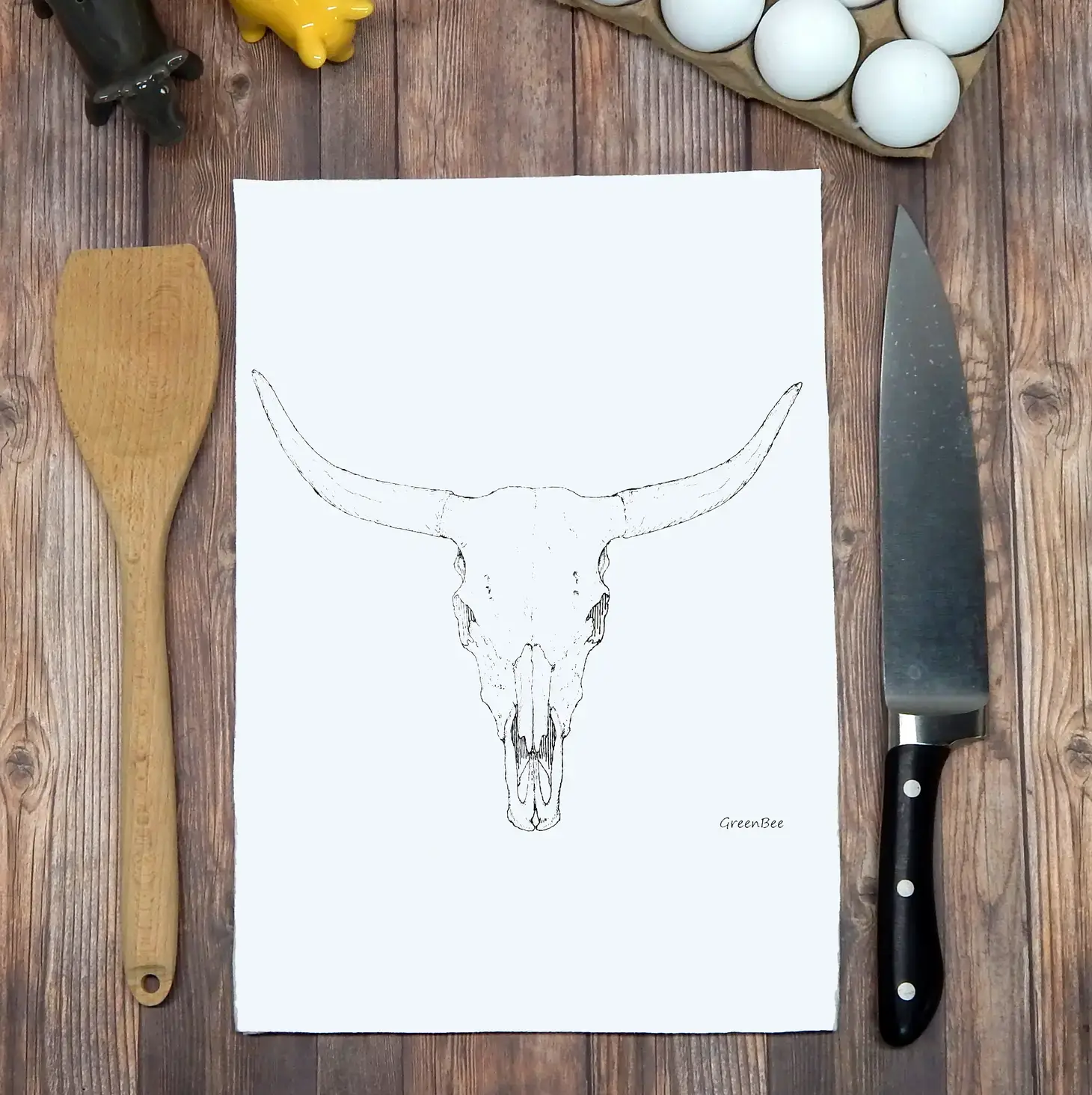 Green Bee Tea Towels - Wholesale Tea Towel - Cow Skull Kitchen Towel  | Tea Towels | Texas Dish Towels5