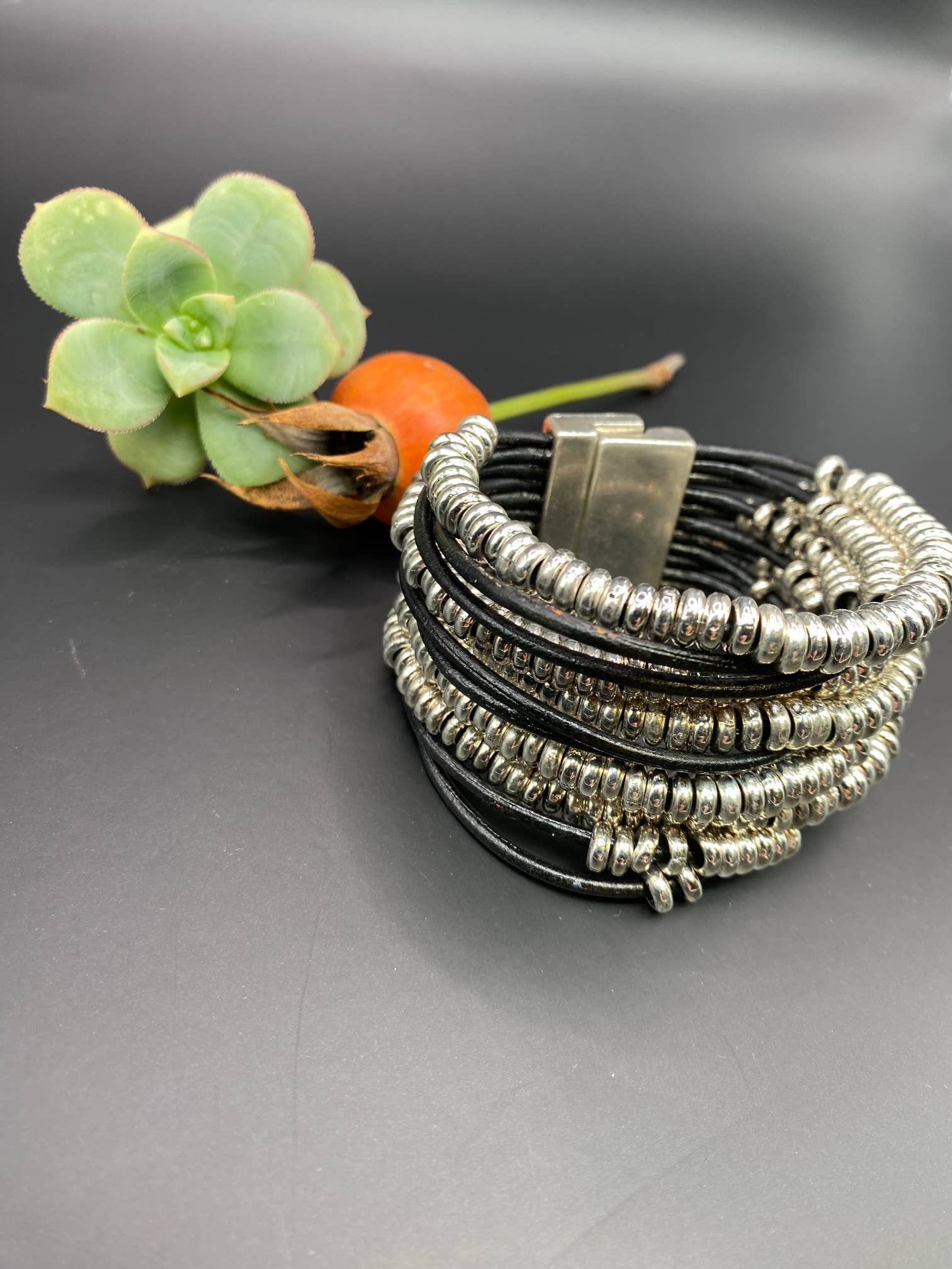 Trades by Haim Shahar - Wholesale Beaded Bracelet - Style & Substance Black Leather Bead Bracelet4