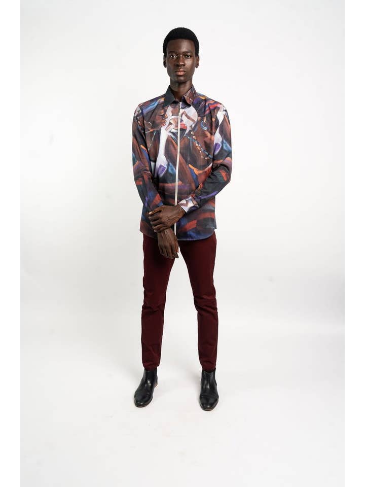 KoshieO – Großhandel Hemd mit Button-down-Kragen – Herren – Afrikanische Kunst Reißverschluss-