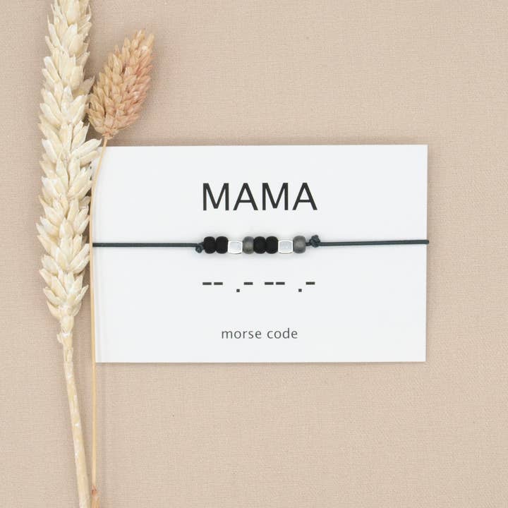 by Indah - Vendita all'ingrosso Bracciale con perline - Fascia da braccio con codice Morse Mama (argento, rosé goud, goud)10