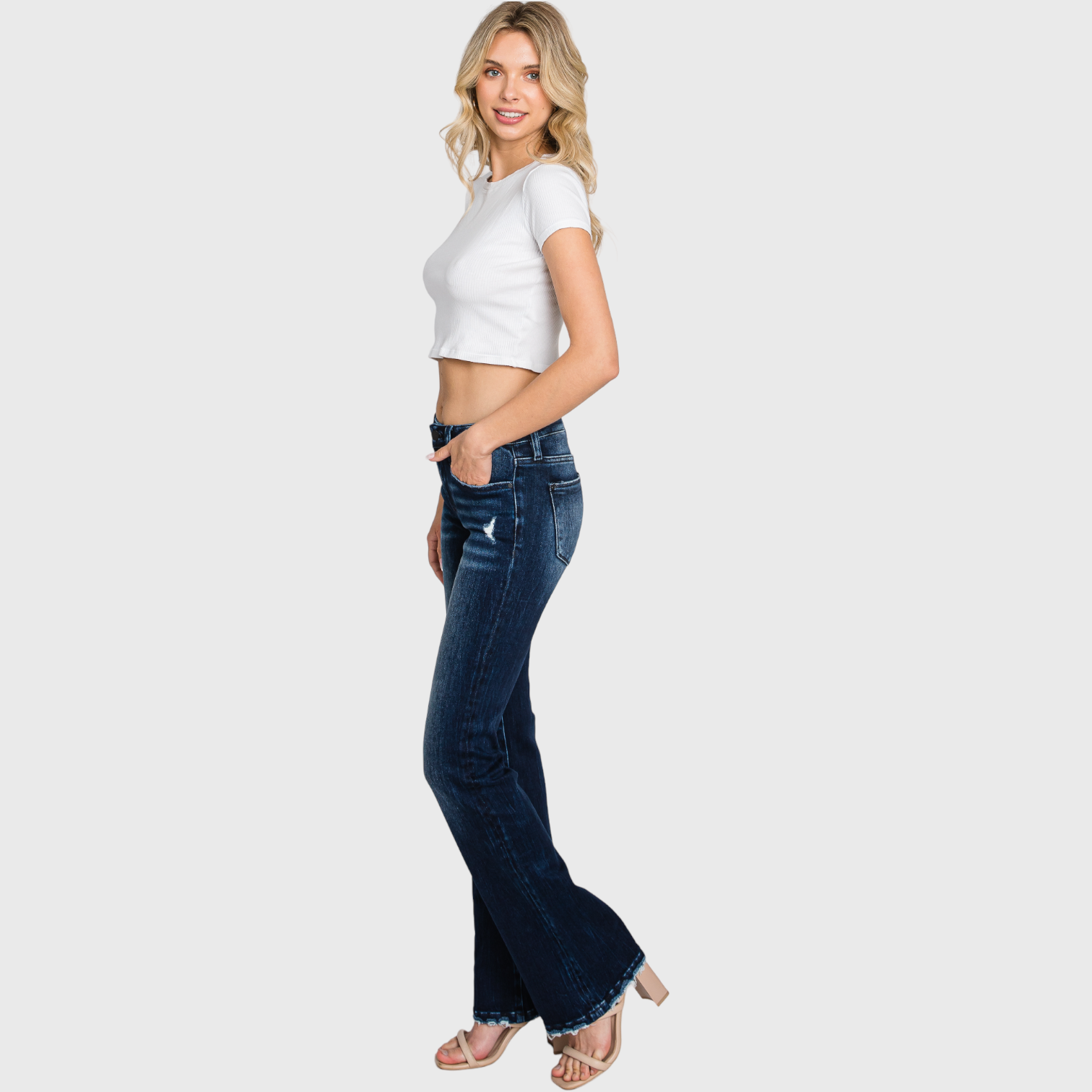 Petra153 - Wholesale Jeans - Women's - P550MB-DK MID RISE STRETCH CLASSIC BOOTCUT JEANS2
