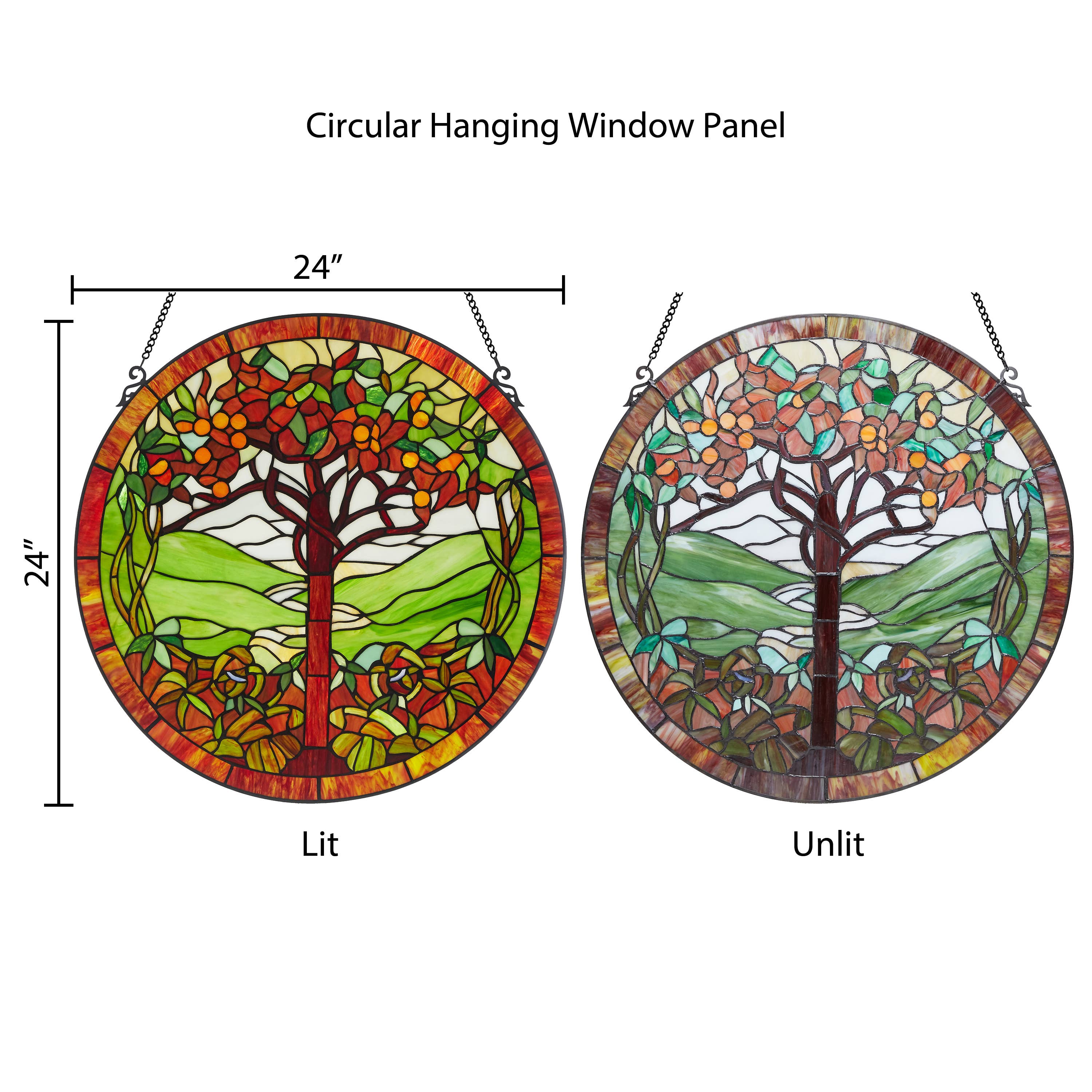 River of Goods - Vente Attrape-soleil - Panneau de vitrail Tree of Life de 24 po2
