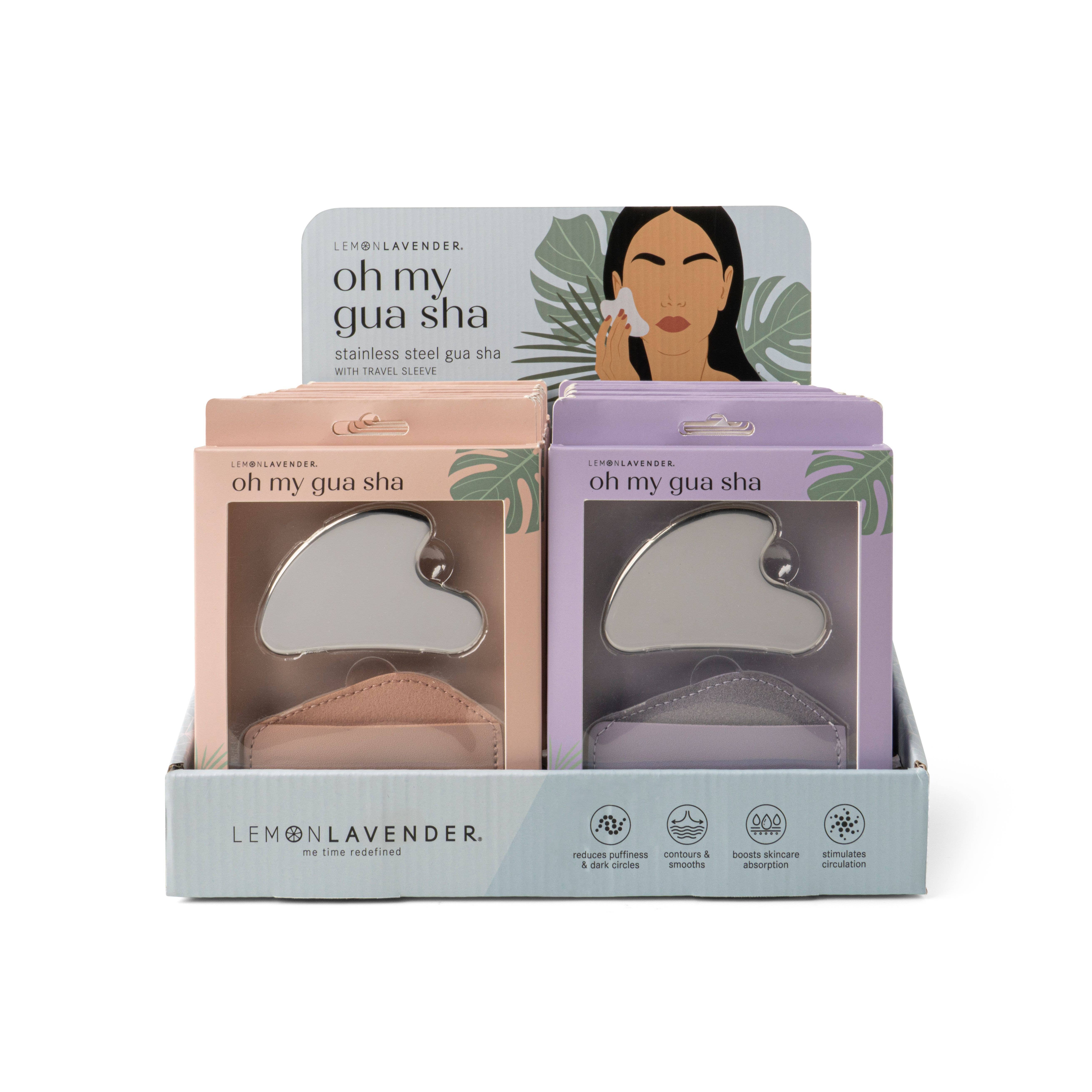 DM Merchandising – Engroshandel Gua Sha – Lemon Lavender Oh My Guash gua sha i rustfrit stål1