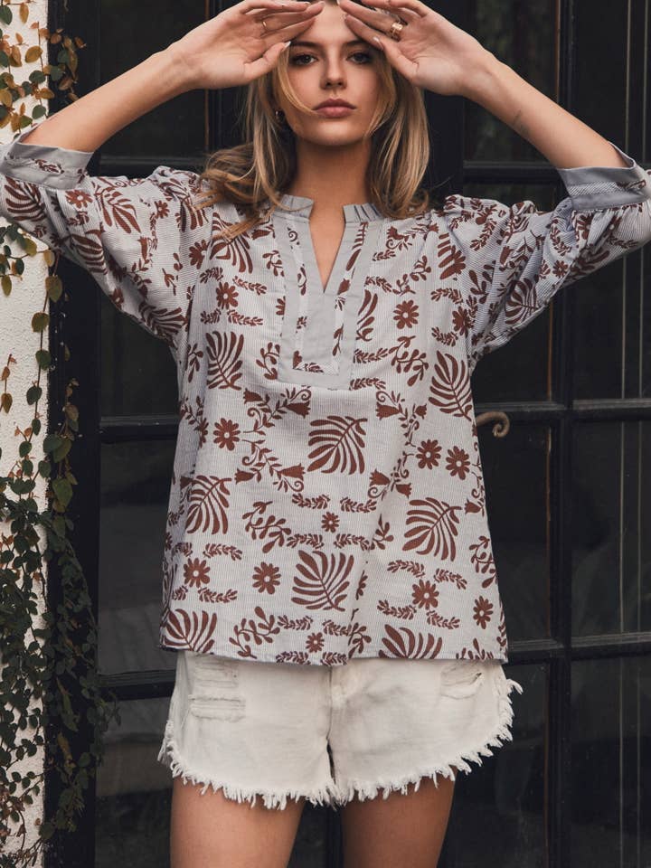 Printed Popover Blouse for wholesale by Oddi