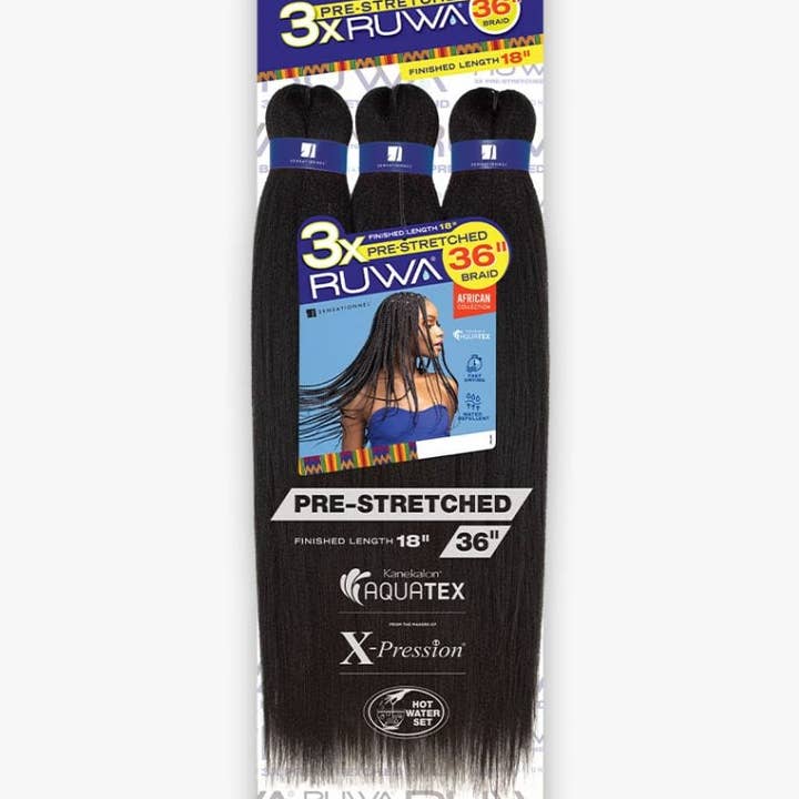 Ruwa Pre-Stretched 18"(36) Braiding hair for wholesale by Lake St Louis Beauty Supply LLC