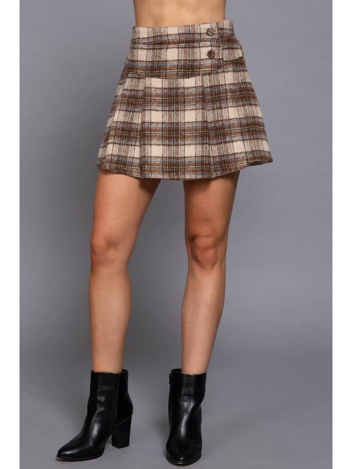 Vanilla Monkey - Wholesale Skirt - Women's - Pleats Detail Plaid Skirt4