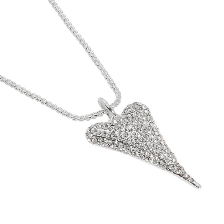 Halsketting zilveren hartjesketting met een diamante harthanger voor wholesale door Miss Dee