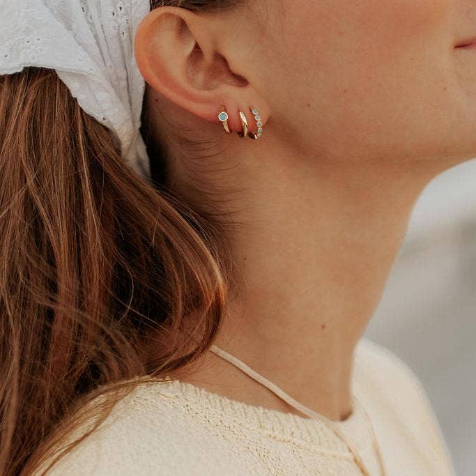 Mauve Jewelry Co. - Wholesale Huggie Earrings - Gaby Turquoise Hoops5
