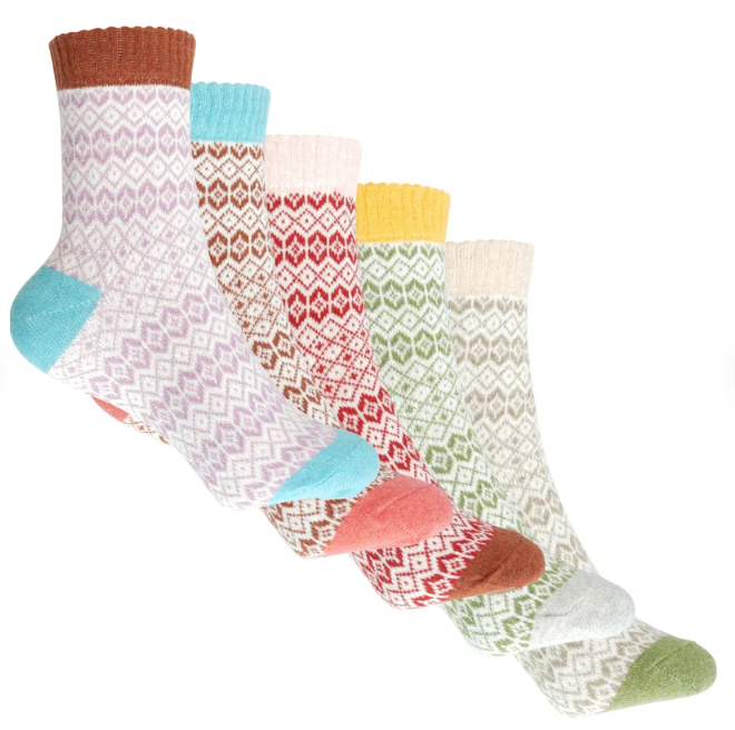My Wholesale Warehouse - Wholesale Socks - Women's - Generise Pack of 5 Pairs Ladies Thick Wooly Socks24