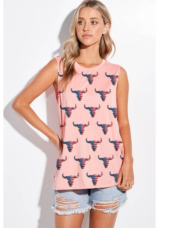 Camisola de alças muscular com bandeira americana por atacado de MintChoco