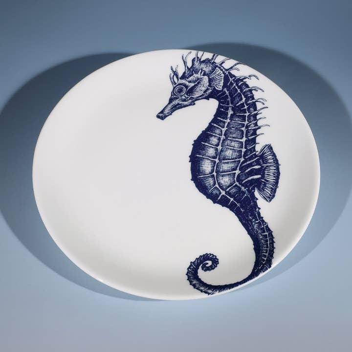 Bone China Seahorse Dinner Plate for wholesale by Cream Cornwall