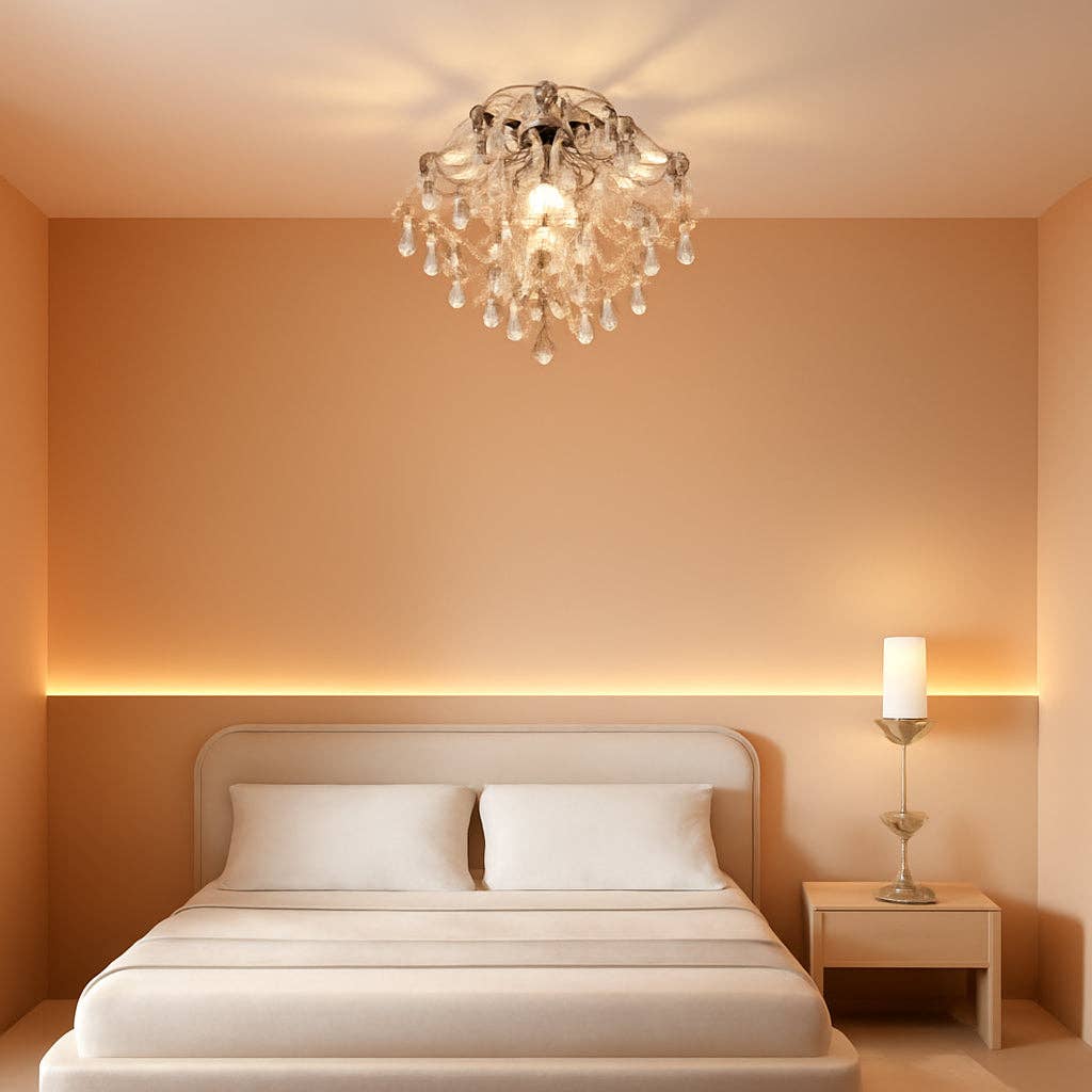 Mini Crystal Chandelier Flush Mount, Chrome Finish for wholesale on Faire0