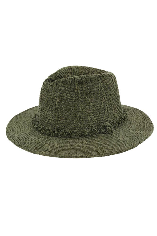Hana - Vente Chapeau en feutre - femme - Fedora d'hiver à motif chenille et bande tressée4