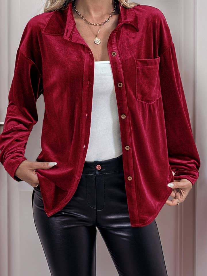 NINEXIS - Wholesale Blouse - Women's - CWTBLL2011_LAPEL LONG SLEEVE SINGLE BREASTED SHIRT