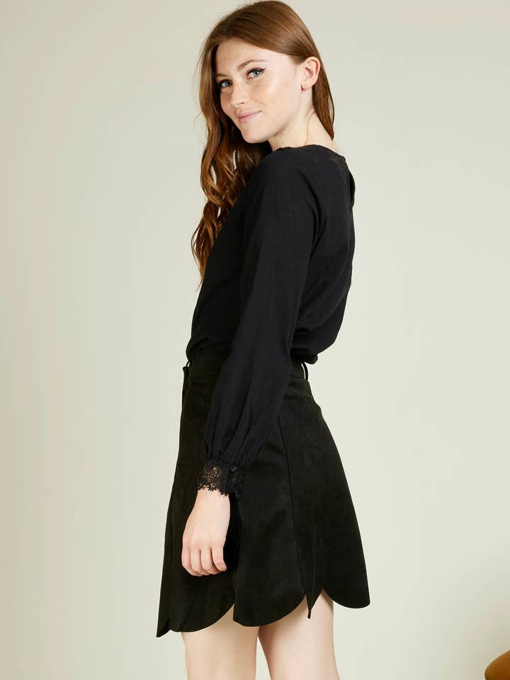 Andy & Lucy - Vente Jupe – femme - JOHAN - Jupe courte en suedine coupe tulipe14