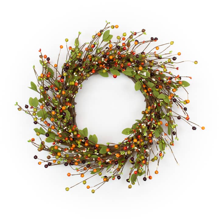 Berry & Pip Wreath - Tuscan - 22 Inch for wholesale by Mills Floral Company