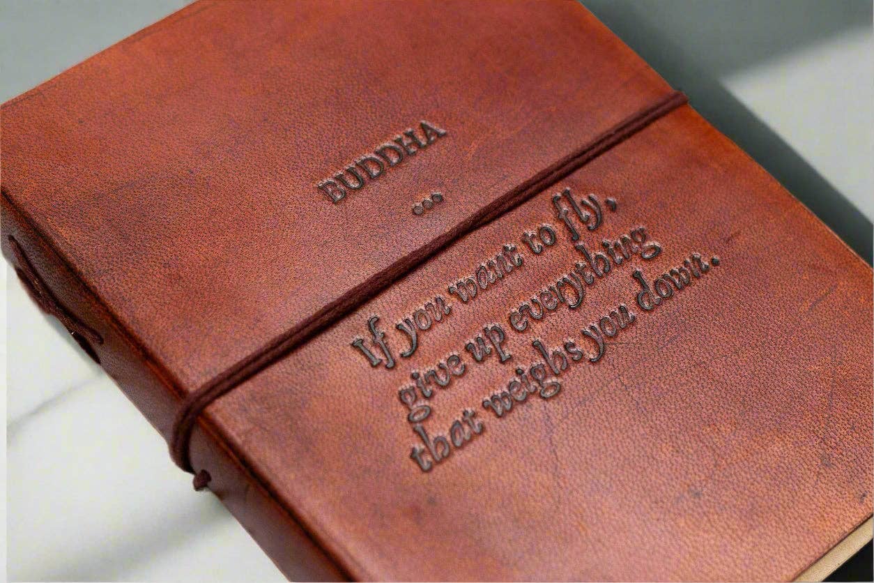 Soothi | Containers Of Creativity - Wholesale Journal/Diary - Buddha Quote Leather Journal - "Give Up Everything That Weighs You Down"3
