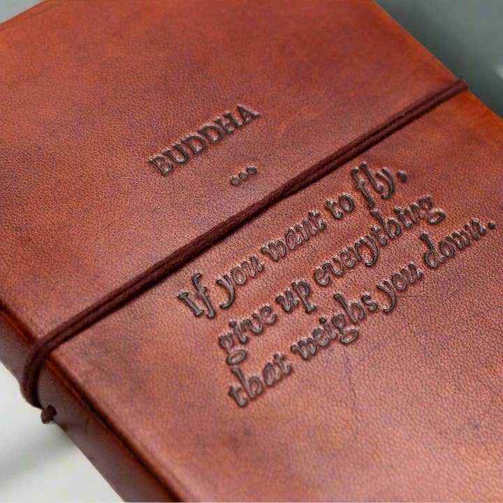 Soothi | Containers Of Creativity - Wholesale Journal/Diary - Buddha Quote Leather Journal - "Give Up Everything That Weighs You Down"3