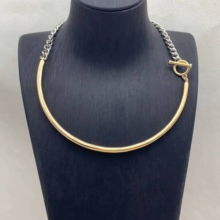 HoopLa - Wholesale Link & chain necklace - Mix- Two Tone Stainless Steel Necklace & Bracelet