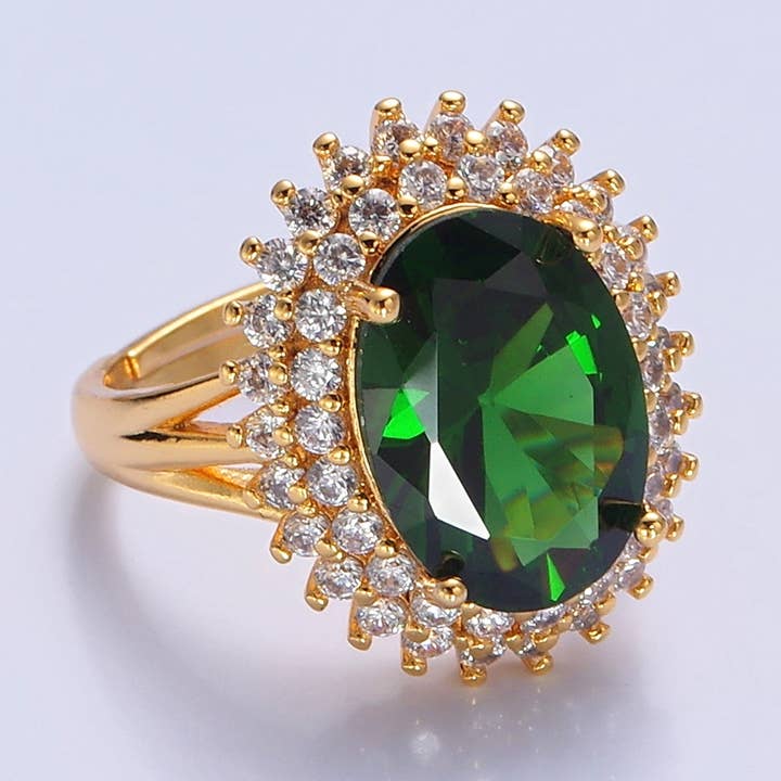 Polerad grön smaragd CZ Crystal sten justerbar Ring O766 för wholesale av Aim Eternal